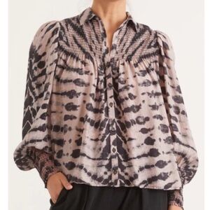 Raquel ALegra Edwardian Tie Dye Blouse in pink orange size 0